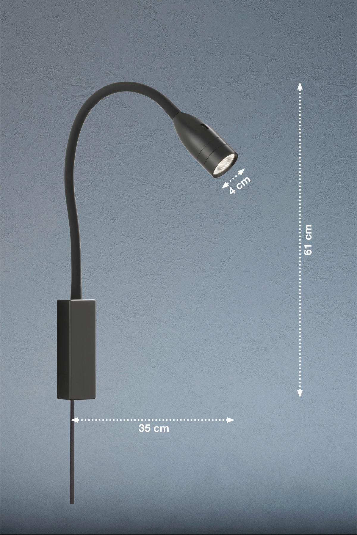 Fischer & Honsel LED-Wandspot 30170 schwarz Metall B/H/T: ca. 4x61x4 cm 1 Brennstellen Sten - schwarz (4,00/61,00/4,00cm) - Fischer & Honsel