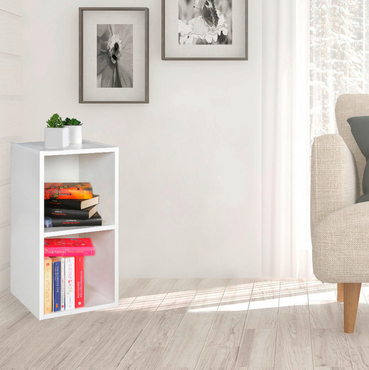 Standregal weiß B/H/T: ca. 30x60x30 cm Standregal - weiß (30,00/60,00/30,00cm) - Wohnling