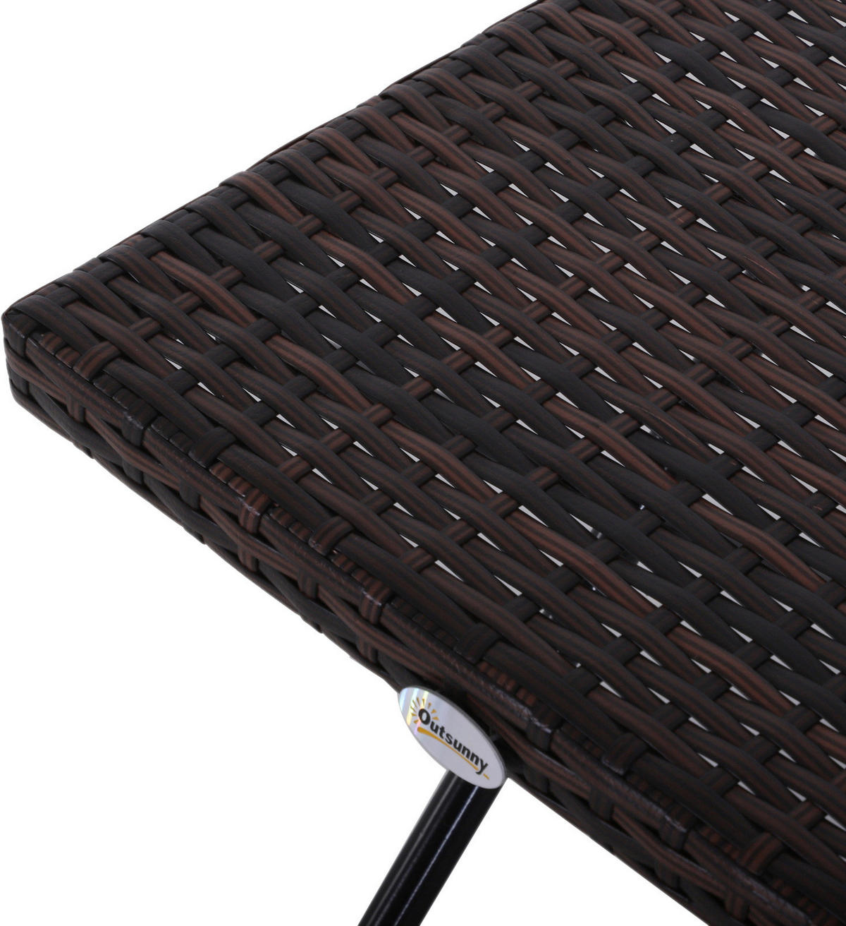 Outsunny Gartentisch braun Metall B/H/L: ca. 40x40x40 cm Polyrattan_Gartentisch - braun (40,00/40,00/40,00cm) - Outsunny