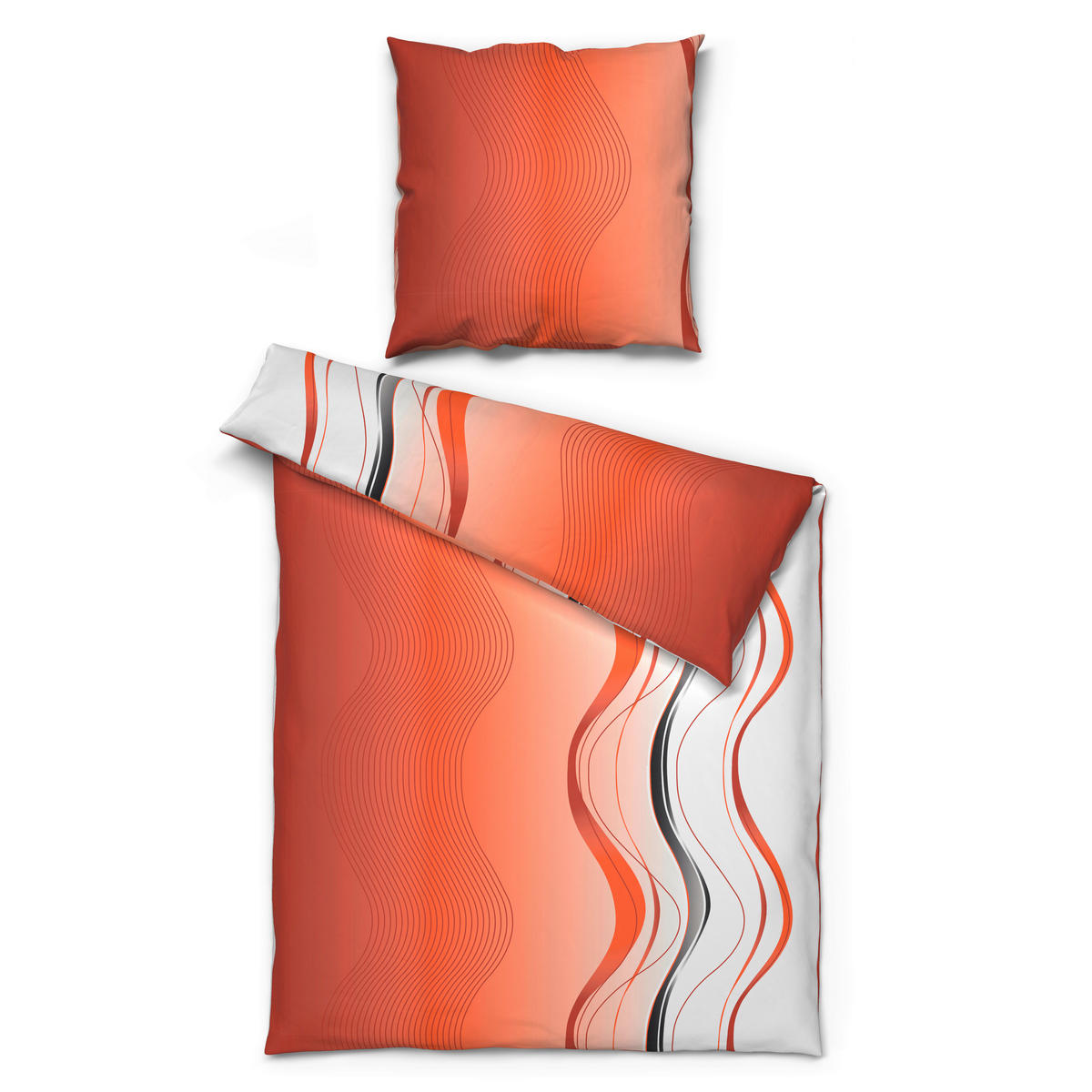 Microfaser Bettwäsche Bettwäsche_Microfaser Welle - orange (135,00/200,00cm)