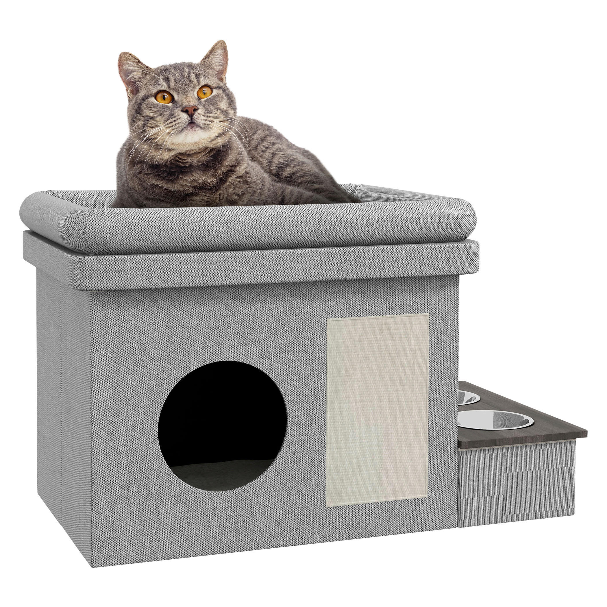 PawHut Katzen-Zubehör grau Spanplatte B/H/L: ca. 48x78x49,5 cm Katzenhöhle - grau (49,50/48,00/78,00cm) - PawHut