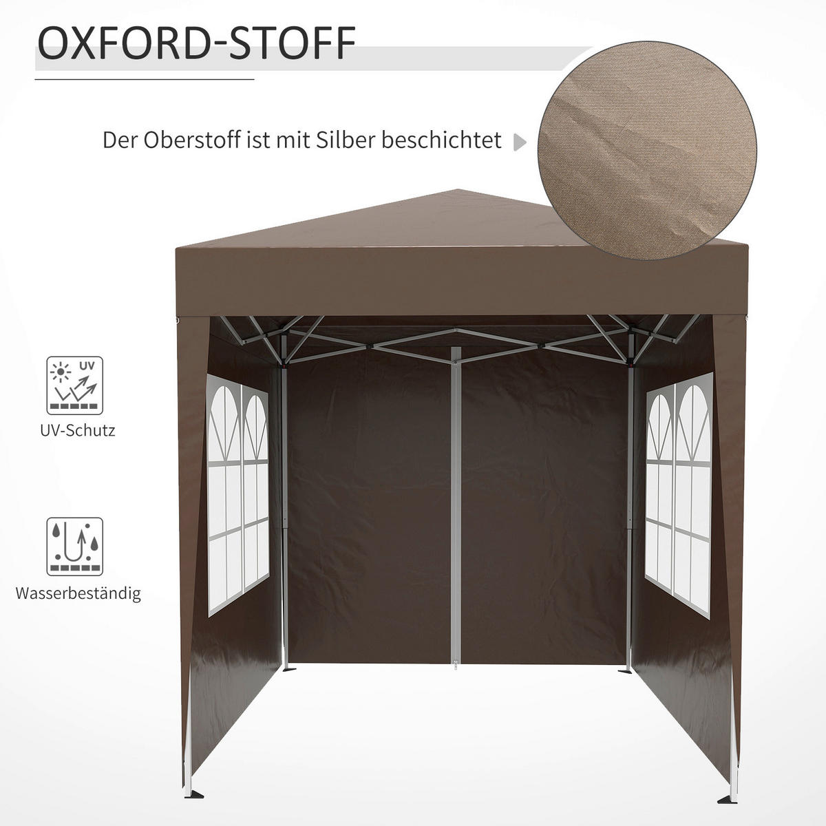 Outsunny Faltpavillon braun Stoff B/H/L: ca. 200x240x200 cm Faltpavillon - braun (200,00/200,00/240,00cm) - Outsunny
