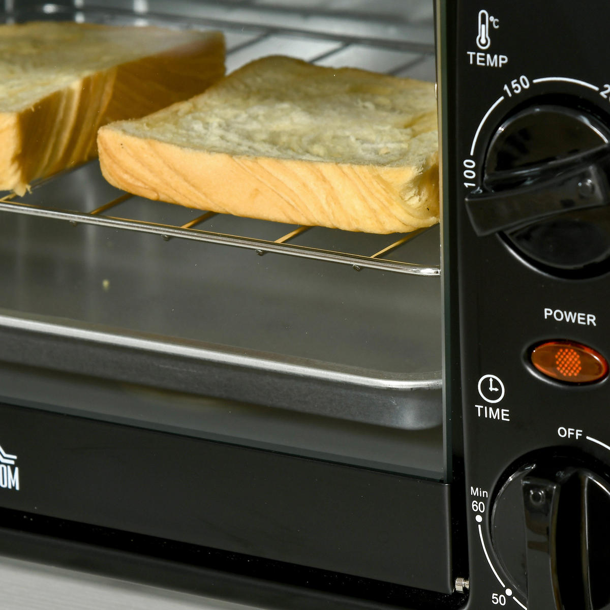 HOMCOM Küchengerät schwarz Edelstahl B/H/L: ca. 26x36,5x22 cm Minibackofen - schwarz (22,00/26,00/36,50cm) - HOMCOM