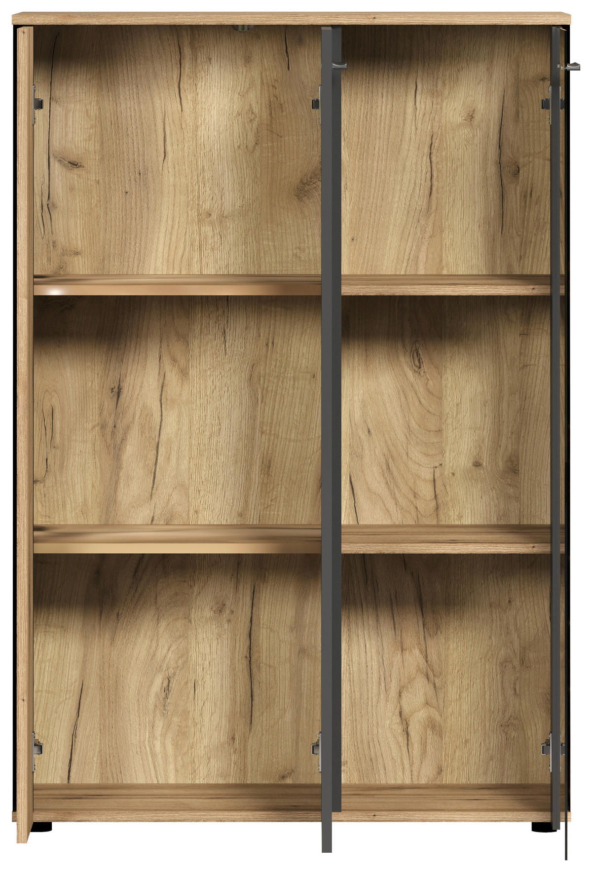 Vitrine Esteban anthrazit Eiche Evoke Coast Nachbildung B/H/T: ca. 90x132x34 cm Esteban - Eiche/anthrazit (90,00/132,00/34,00cm)