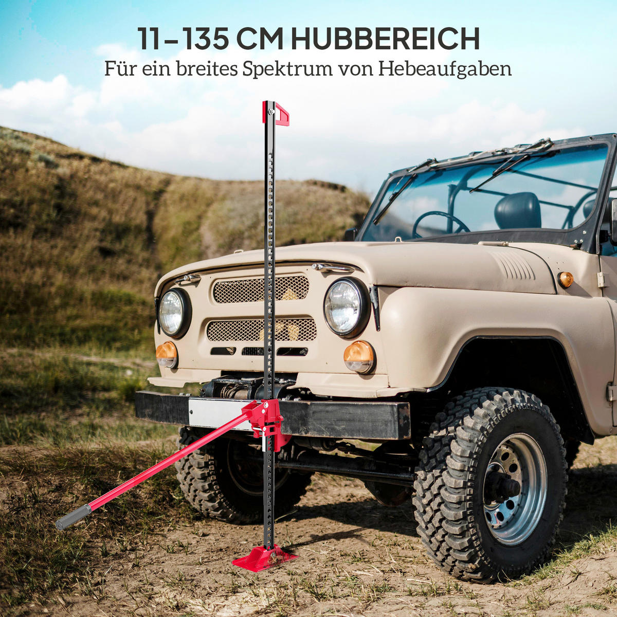 HOMCOM Wagenheber B/H/L: ca. 11,5x152,5x24,5 cm Wagenheber - rot (24,50/11,50/152,50cm) - HOMCOM