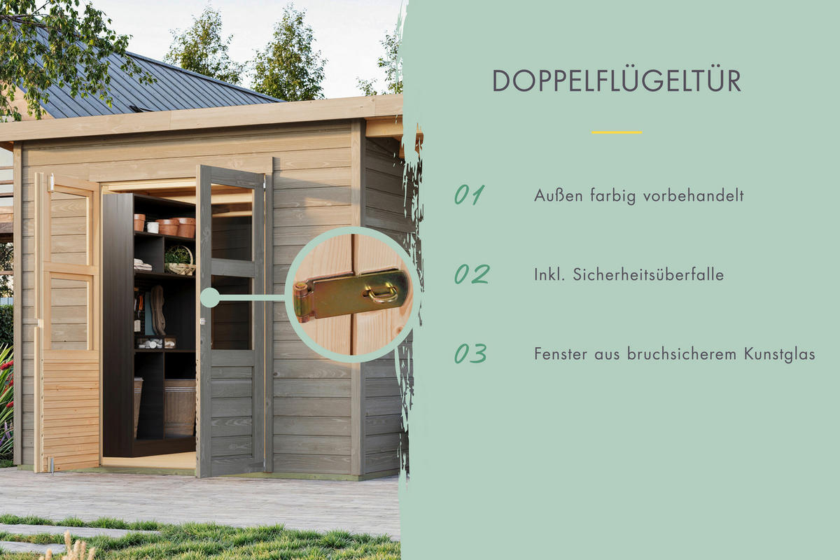 Karibu Gartenhaus Tony 2 grau B/H/L: ca. 214x219x242 cm Tony 2 - grau (242,00/214,00/219,00cm) - Karibu