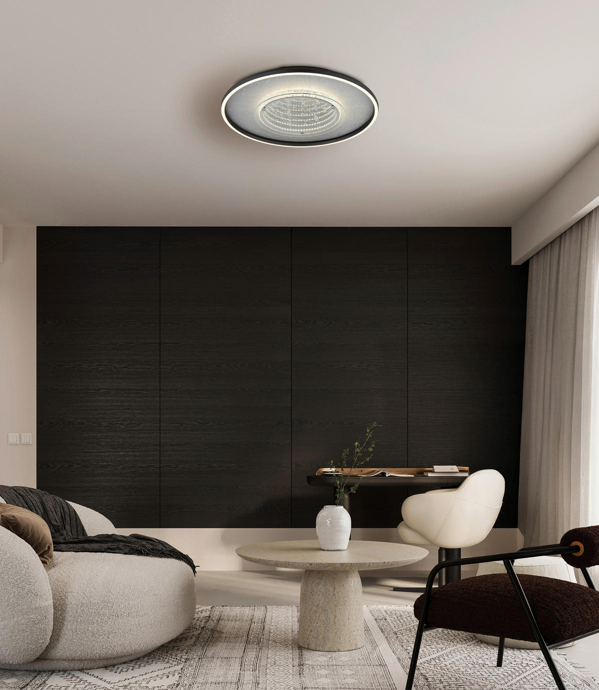 GLOBO Deckenleuchte schwarz silber klar Glas Aluminium Kunststoff H/D: ca. 6,8x51,5 cm 1 Brennstellen Mirrora - klar/schwarz (51,50/6,80cm) - GLOBO