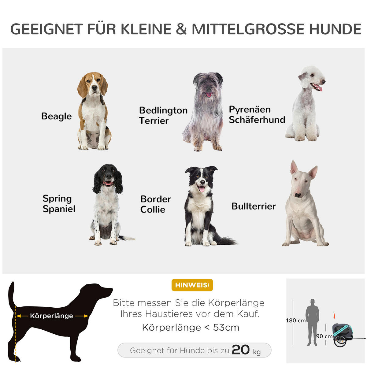 PawHut Fahrradanhänger grau grau B/H/L: ca. 73x130x90 cm Fahrradanhänger - grün/grau (90,00/73,00/130,00cm) - PawHut