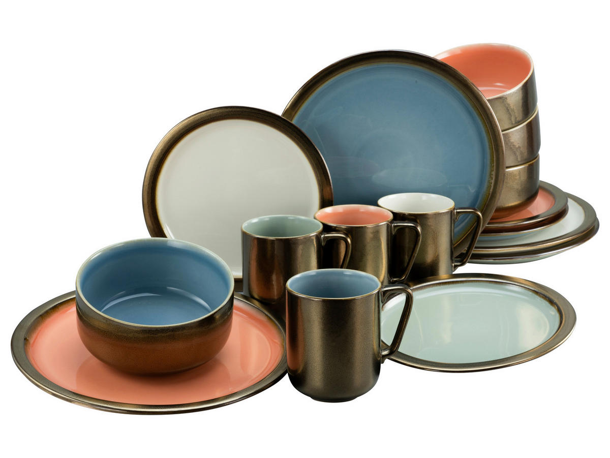 CreaTable Kombiservice RUSTIKAL - Collection multicolor Steingut 16 tlg. RUSTIKAL - Collection - multicolor - CreaTable