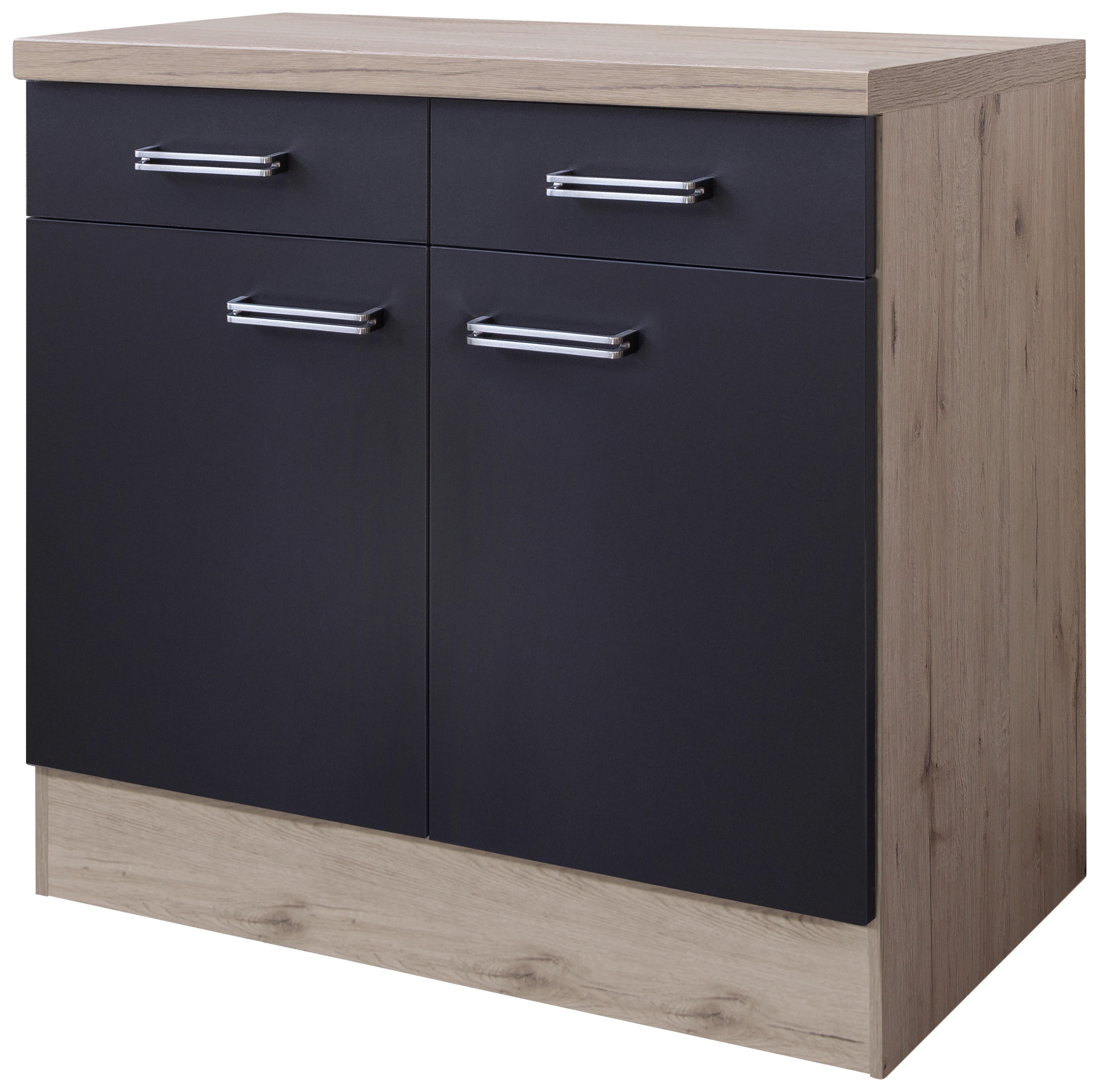 Unterschrank Elva anthrazit B/H/T: ca. 80x86x60 cm Elva - Eiche/anthrazit (80,00/86,00/60,00cm) - Flex-Well