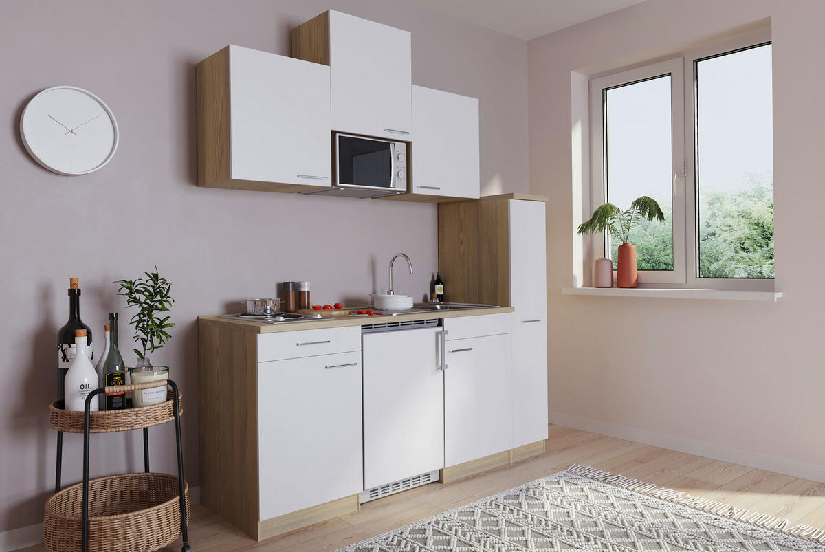 Respekta Küchenblock Economy weiß B/H/T: ca. 180x200x60 cm Economy - Eiche/weiß (180,00/200,00/60,00cm) - Respekta