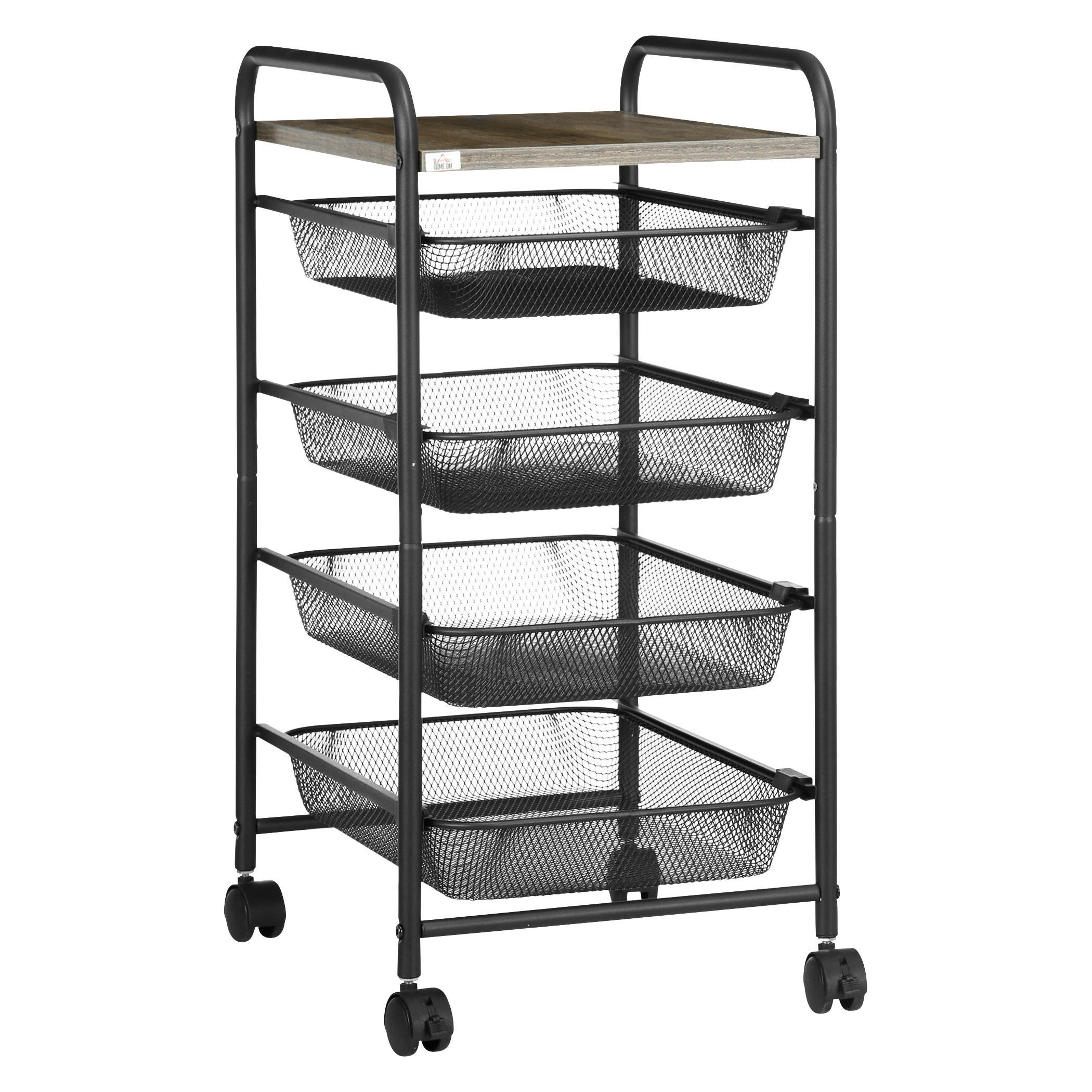 HOMCOM Rollwagen schwarz Spanplatte B/H/L: ca. 31x41,5x66 cm Rollwagen - schwarz (66,00/31,00/41,50cm) - HOMCOM