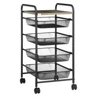 HOMCOM Rollwagen schwarz Spanplatte B/H/L: ca. 31x41,5x66 cm Rollwagen - schwarz (66,00/31,00/41,50cm) - HOMCOM