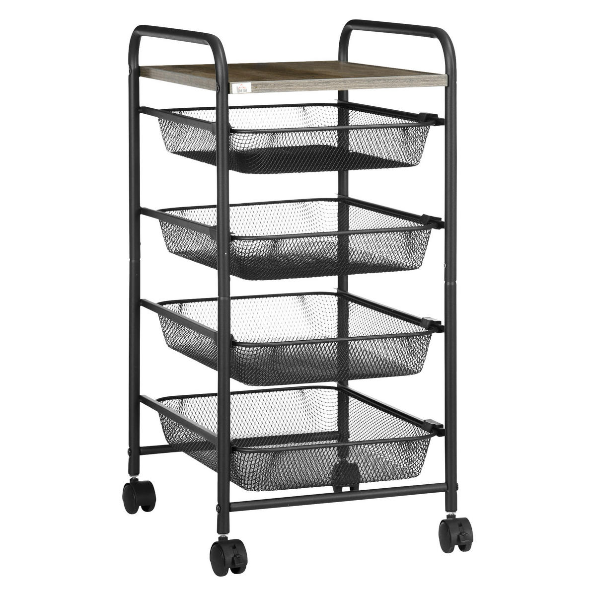 HOMCOM Rollwagen schwarz Spanplatte B/H/L: ca. 31x41,5x66 cm Rollwagen - schwarz (66,00/31,00/41,50cm) - HOMCOM