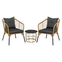 Outsunny Sitzgruppe dunkelgrau Edelstahl B/H/L: ca. 65x62x78 cm Rattan_Gartenmöbel-Set - sand/dunkelgrau (78,00/65,00/62,00cm) - Outsunny
