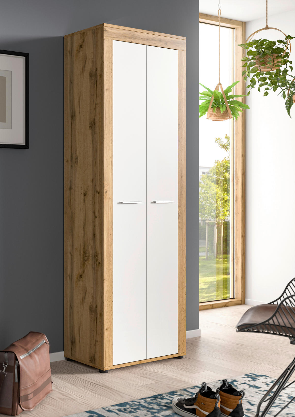 Schuhschrank JAM Eiche Wotan Nachbildung weiß B/H/T: ca. 64x191x35 cm JAM - Eiche/weiß (64,00/191,00/35,00cm) - xonox.home