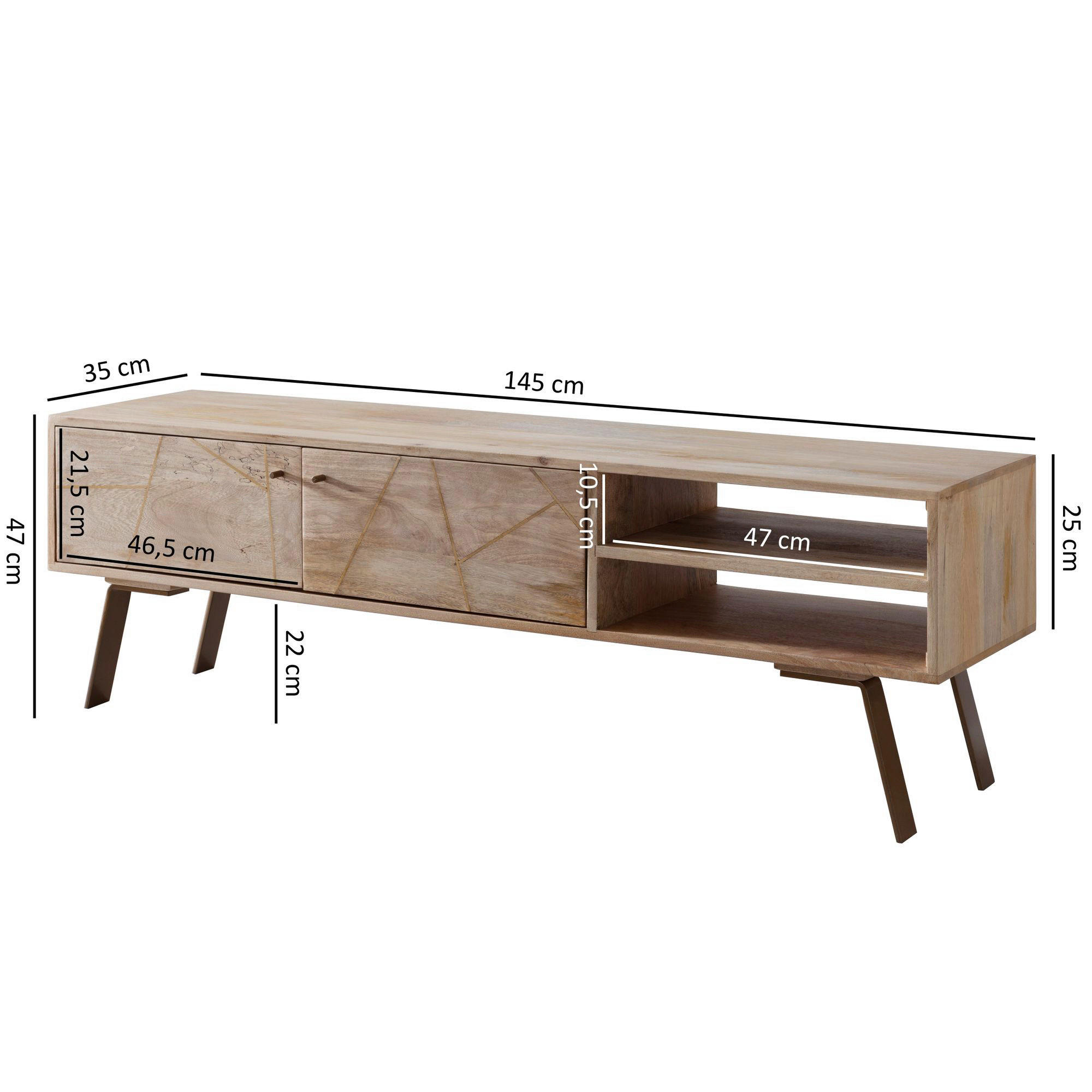 Lowboard natur B/H/T: ca. 145x47x35 cm Lowboard - natur (145,00/47,00/35,00cm) - Wohnling