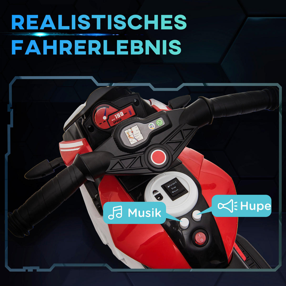 HOMCOM Kinder-Elektromotorrad rot B/H/L: ca. 42x52x86 cm Kinder-Elektromotorrad - rot/schwarz (86,00/42,00/52,00cm) - HOMCOM