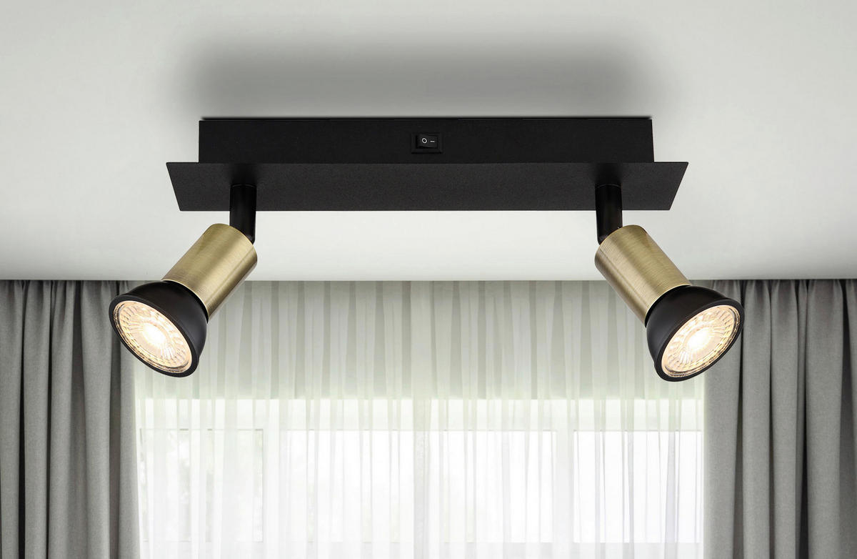 GLOBO Spot schwarz Metall B/H/T: ca. 6x9x25 cm GU10 2 Brennstellen DREW - schwarz (6,00/9,00/25,00cm) - GLOBO