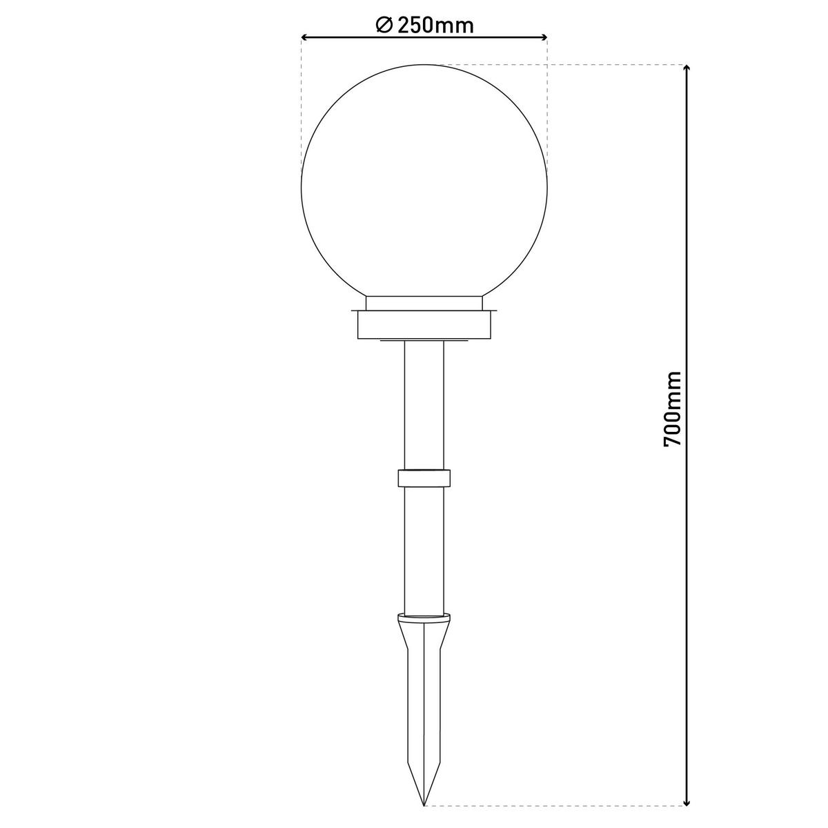 LED-Kugelerdspieß 4111323 weiß Kunststoff H/D: ca. 70x25 cm LED Kugelerdspieß "BALL" 25 cm - weiß (25,00/70,00cm) - Näve Leuchten
