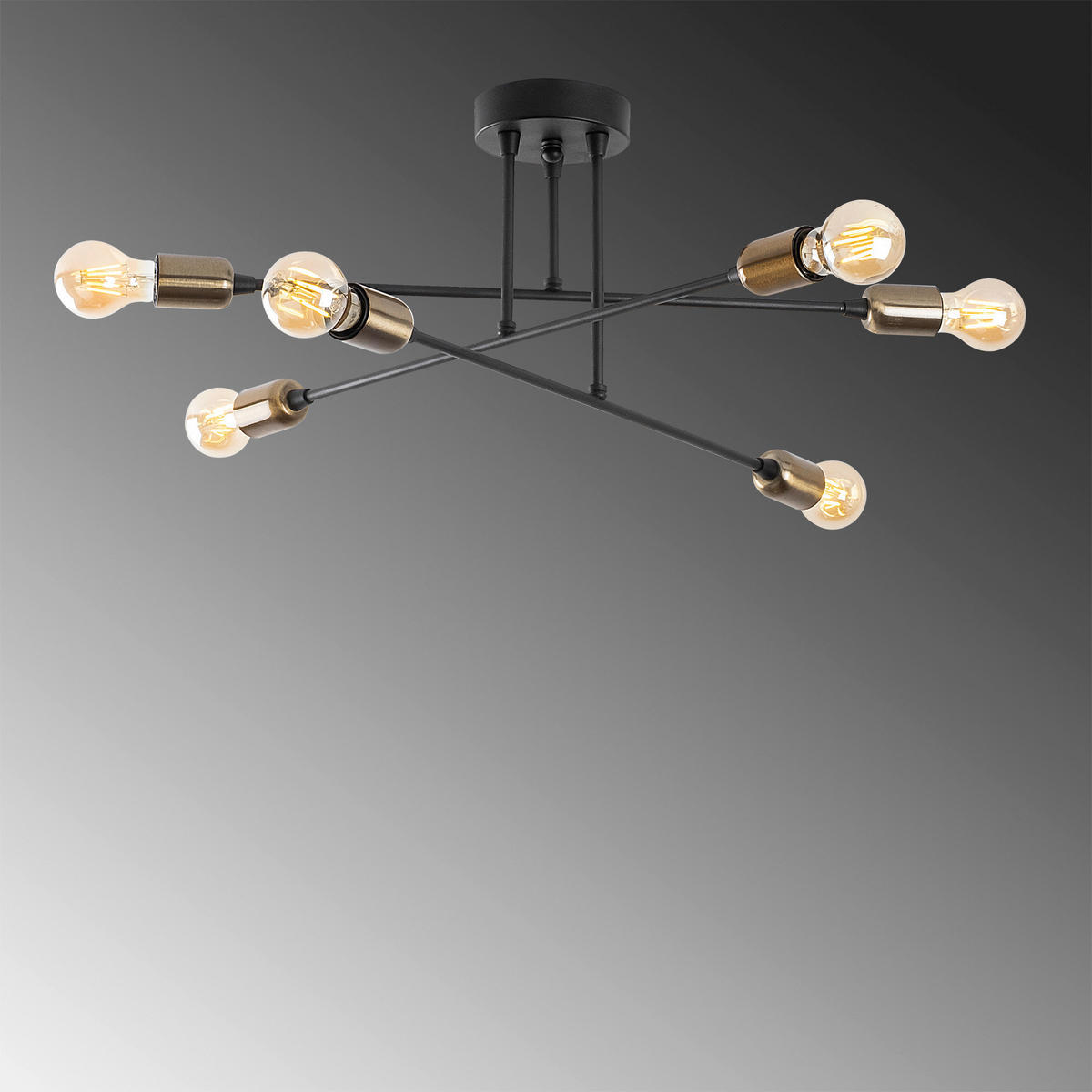 Opviq Deckenleuchte Fleur schwarz Metall B/H/T/L/D: ca. 66x27x66x66x66 cm E27 6 Brennstellen Fleur - schwarz (66,00/66,00/27,00cm) - Opviq