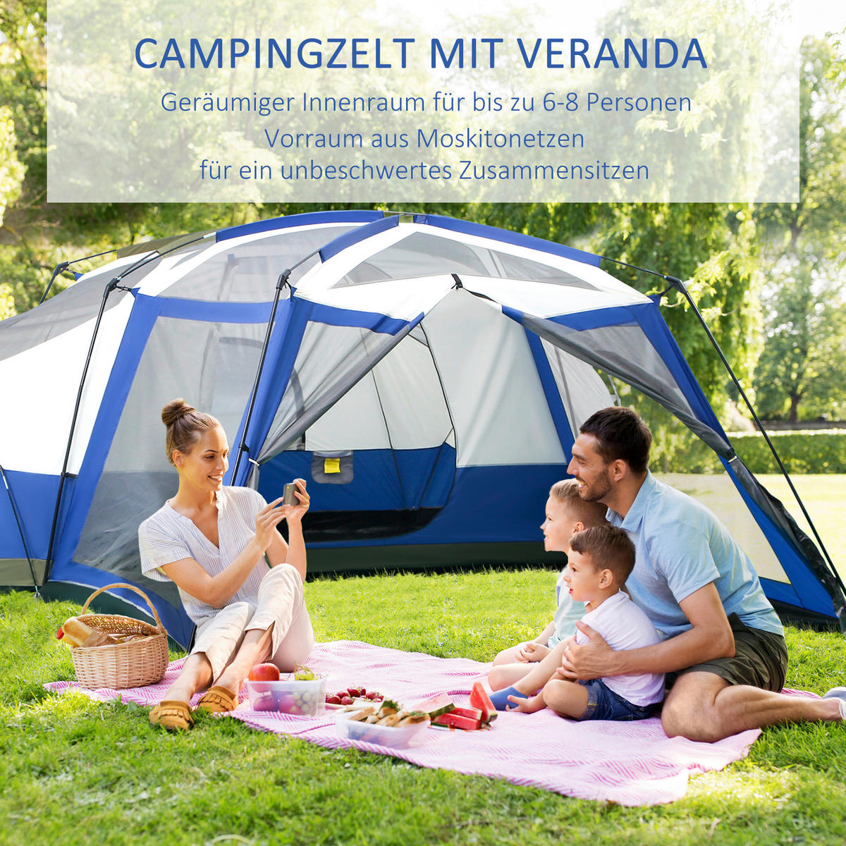 Outsunny Zelt grau Edelstahl B/H/L: ca. 487x518x237 cm Zelt - blau/grün (237,00/487,00/518,00cm) - Outsunny
