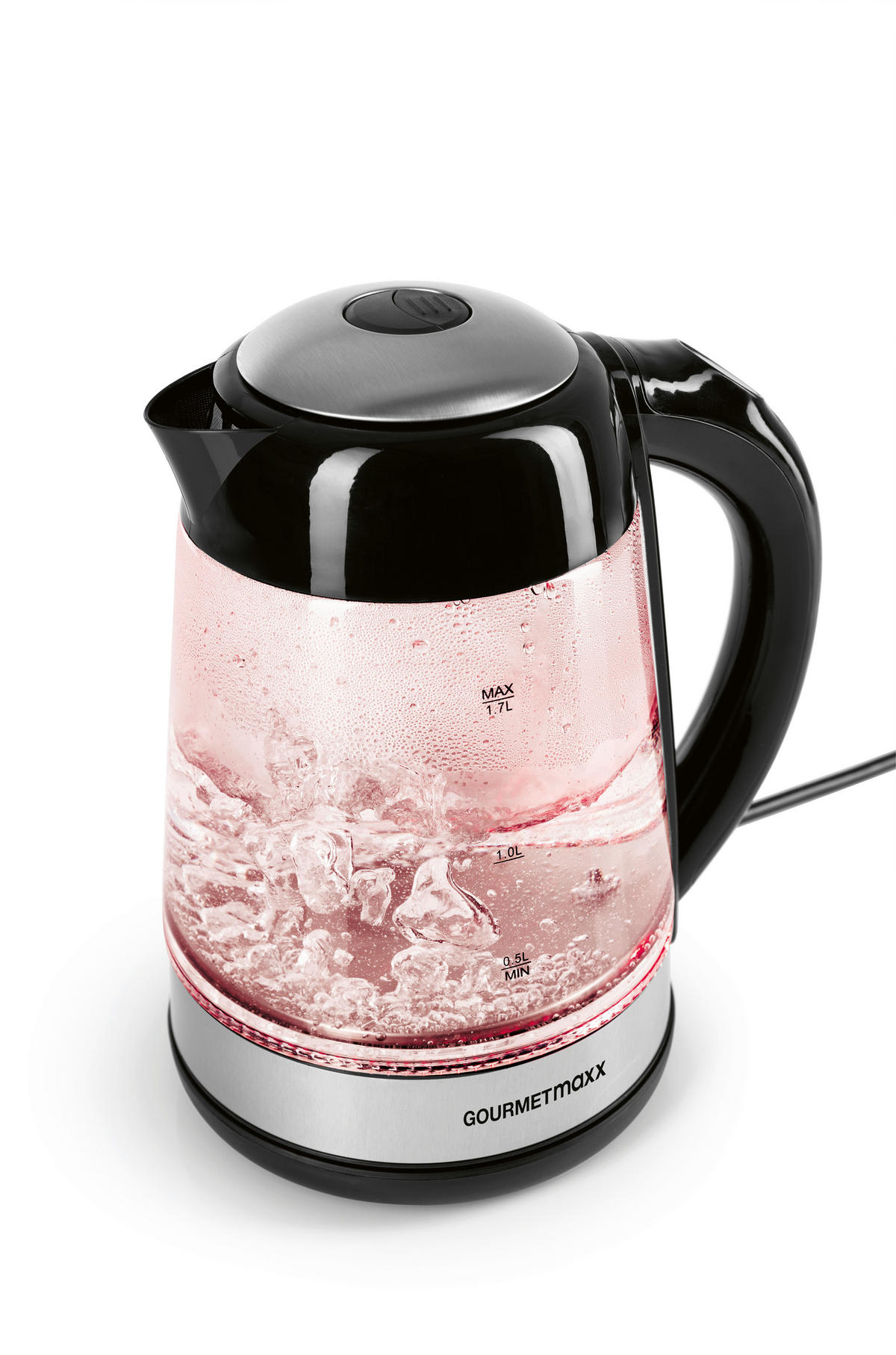 GOURMETmaxx Wasserkocher LED-Wasserkocher_Glas - schwarz (22,00/18,70/25,00cm) - GOURMETmaxx