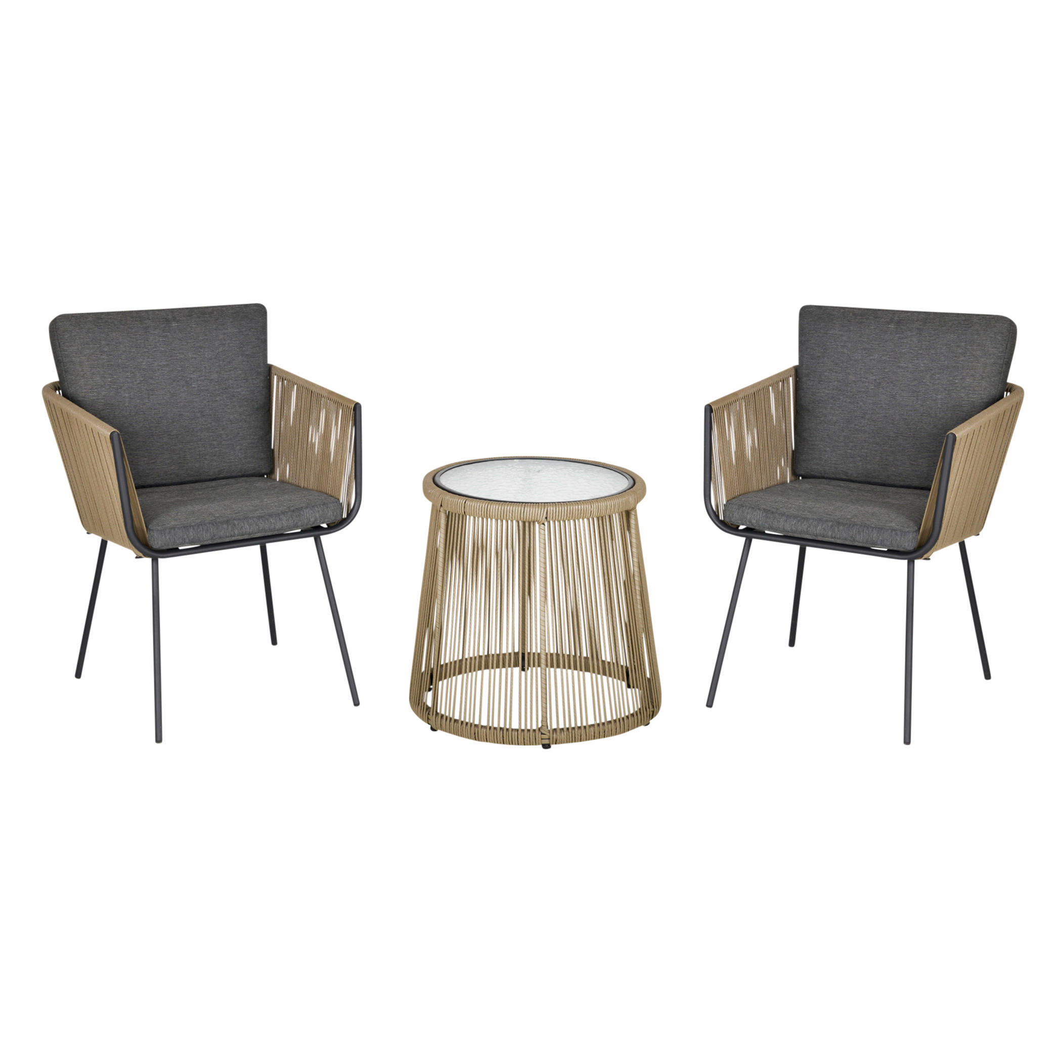 Outsunny Sitzgruppe grau Polyester B/H/L: ca. 60x60x67 cm Rattan_Gartenmöbel-Set - grau (67,00/60,00/60,00cm) - Outsunny
