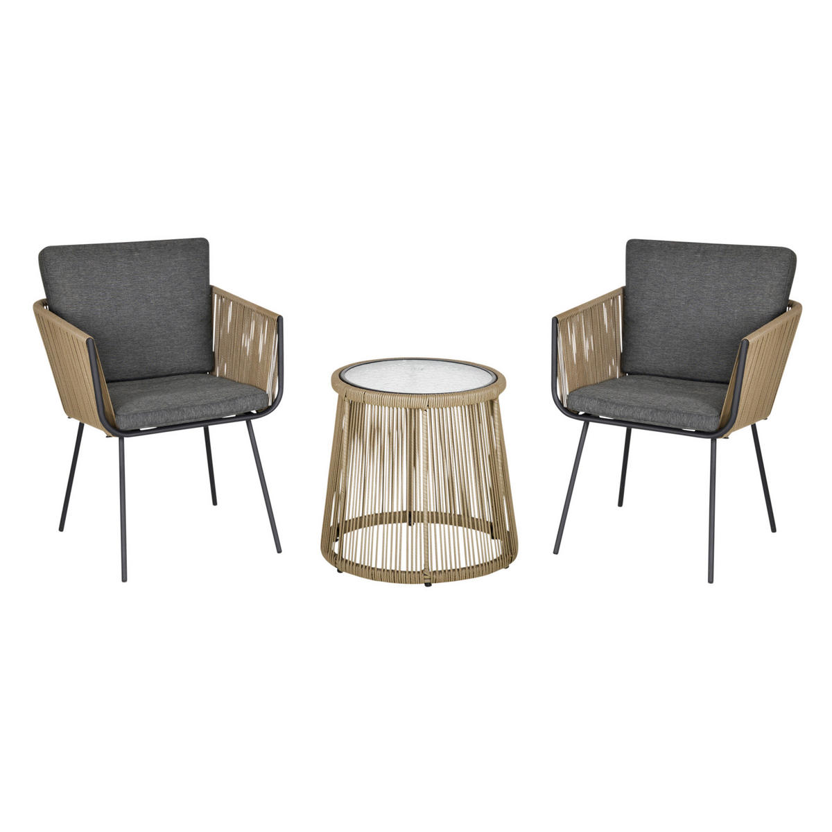Outsunny Sitzgruppe grau Polyester B/H/L: ca. 60x60x67 cm Rattan_Gartenmöbel-Set - grau (67,00/60,00/60,00cm) - Outsunny
