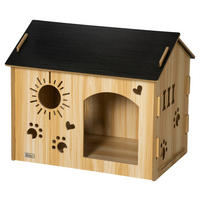 PawHut Hundehütte Eiche MDF B/H/L: ca. 50x58,5x69 cm Hundehütte - Eiche/schwarz (69,00/50,00/58,50cm) - PawHut