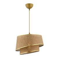 Opviq Pendelleuchte gold beige Metall Stoff B/H/L: ca. 32x65x32 cm E27 1 Brennstellen Barette Hazeran - beige/gold (32,00/32,00/65,00cm) - Opviq