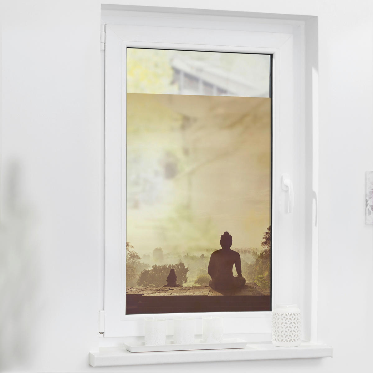 LICHTBLICK Fensterfolie Tempel  Tempel orange B/L: ca. 100x100 cm Tempel - orange (100,00/100,00cm) - LICHTBLICK