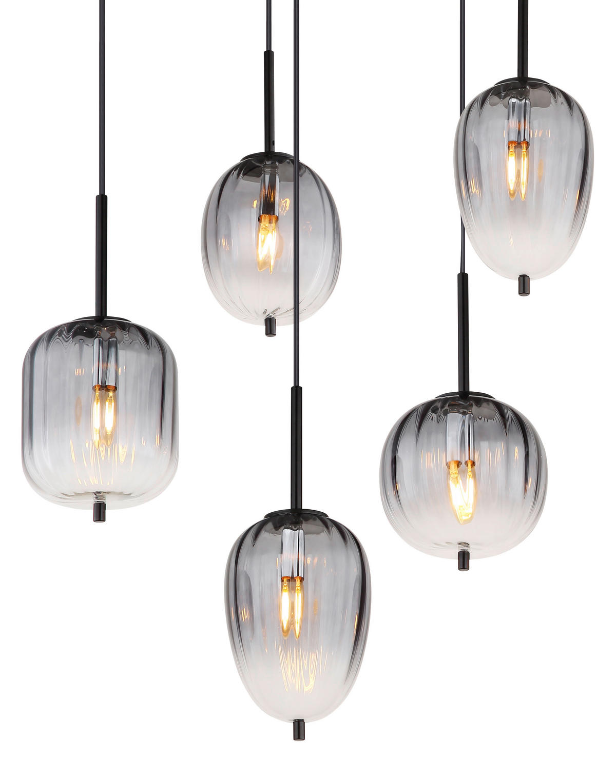 GLOBO Pendelleuchte mattschwarz Metall Glas B/H/T: ca. 34x130x160 cm 12.0 Brennstellen 15215-12 - mattschwarz (34,00/130,00/160,00cm) - GLOBO