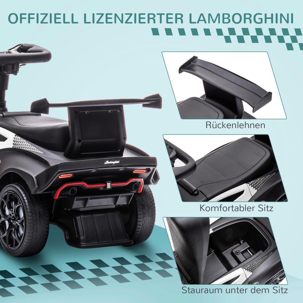 AIYAPLAY Kinder-Elektroauto schwarz B/H/L: ca. 28x38x67 cm Kinder Elektroauto - weiß/schwarz (67,00/28,00/38,00cm) - AIYAPLAY