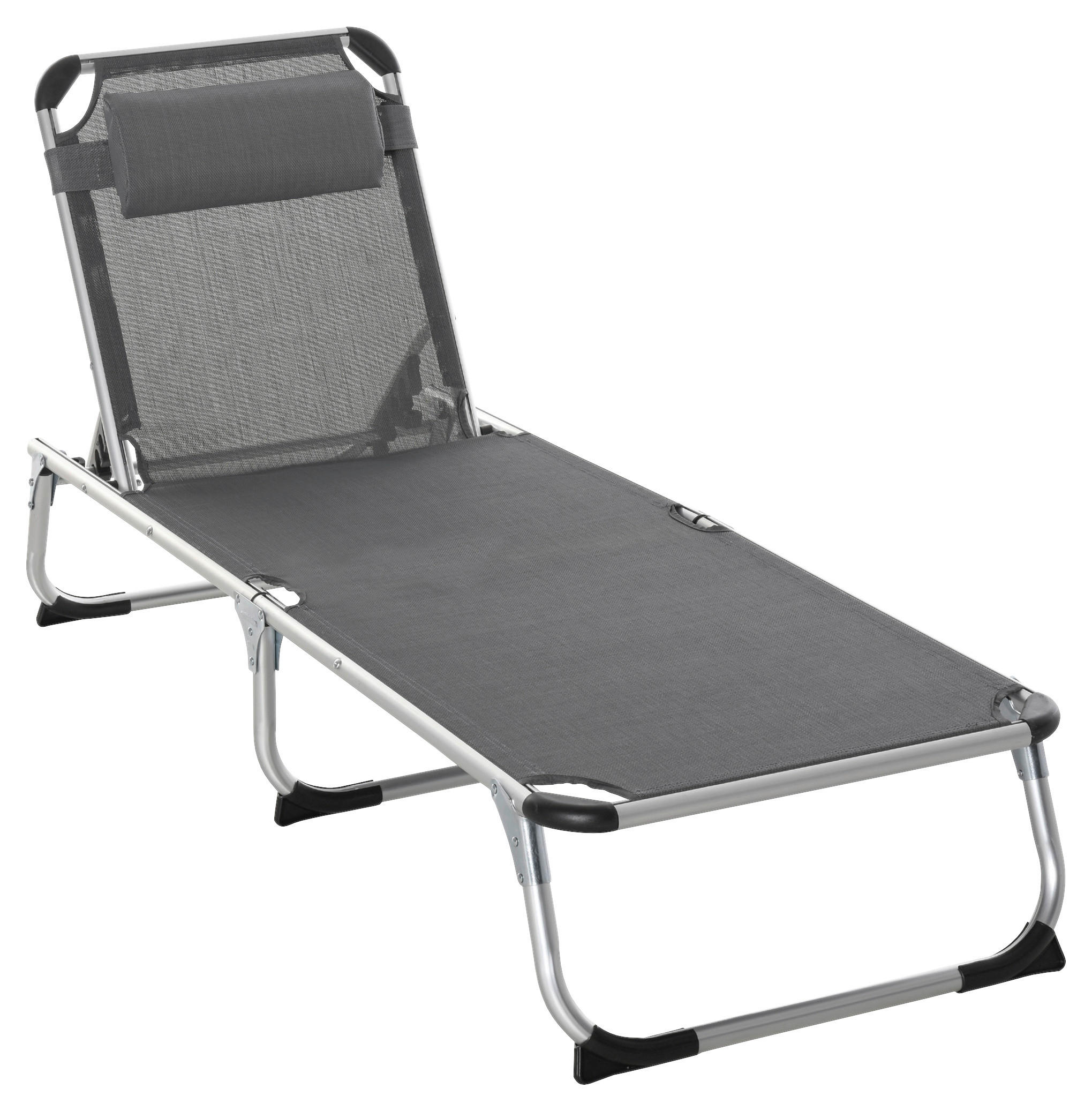 Outsunny Gartenliege grau Aluminium B/H/L: ca. 60x76x165 cm Gartenliege - grau (165,00/60,00/76,00cm) - Outsunny