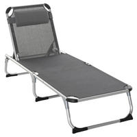Outsunny Gartenliege grau Aluminium B/H/L: ca. 60x76x165 cm Gartenliege - grau (165,00/60,00/76,00cm) - Outsunny