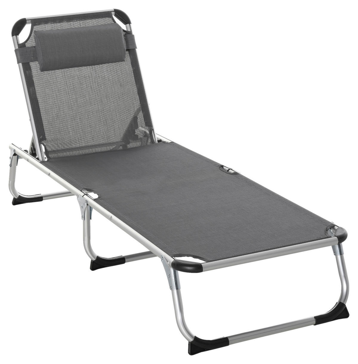 Outsunny Gartenliege grau Aluminium B/H/L: ca. 60x76x165 cm Gartenliege - grau (165,00/60,00/76,00cm) - Outsunny