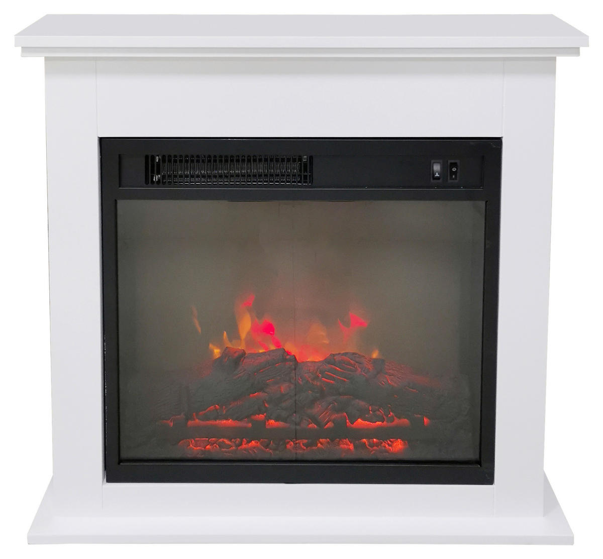 Elektrischer-Kamin schwarz weiß MDF Metall B/H/T: ca. 70x70x20 cm VICO - weiß/schwarz (70,00/70,00/20,00cm)