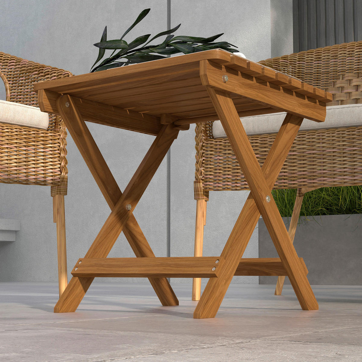 Outsunny Garten-Beistelltisch 2er-Set teak Akazie B/H/L: ca. 45x45x45 cm Garten-Beistelltisch 2er-Set - teak (45,00/45,00/45,00cm) - Outsunny