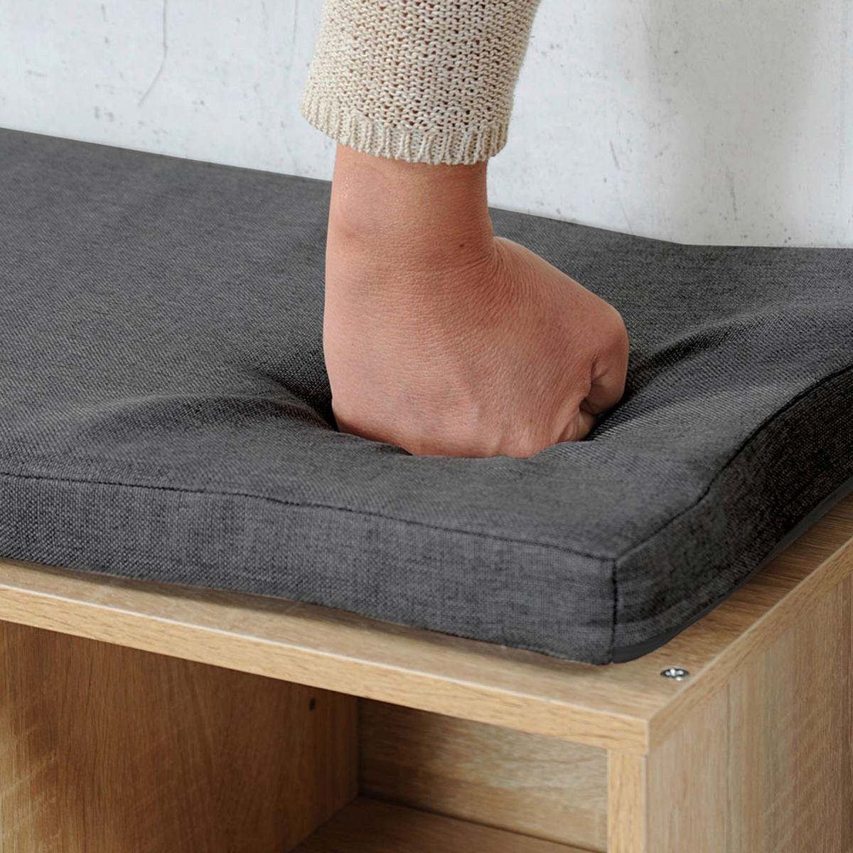 Kesper Schuhschrank mit Sitzkissen weiß Spanplatte B/H/L: ca. 29,5x48x103,5 cm Schuhschrank_mit_Sitzkissen - braun/weiß (103,50/29,50/48,00cm) - Kesper