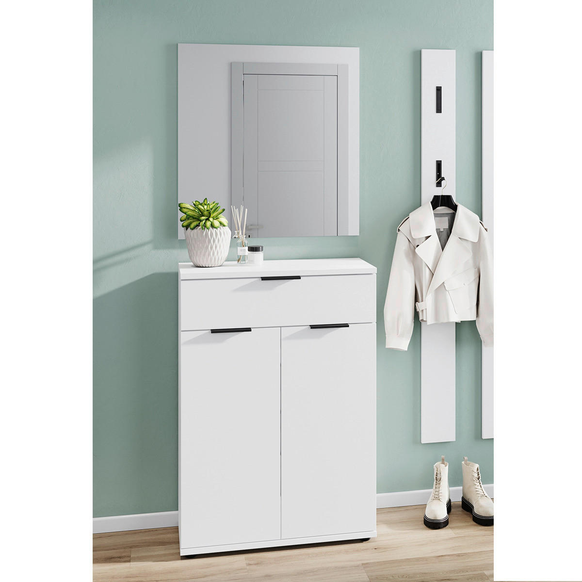 Garderobe 7876-84 weiß B/H/T: ca. 105x200x37 cm 7876-84 - weiß (105,00/200,00/37,00cm) - Germania