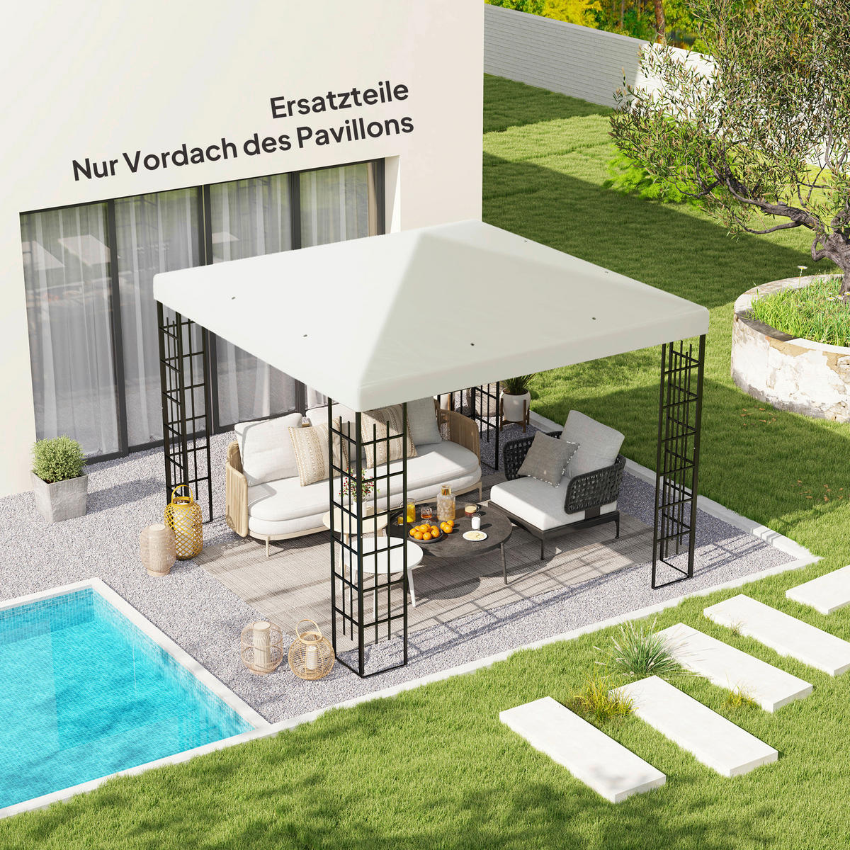 Outsunny Pavillondach hellgrau Polyester B/H/L: ca. 298x1x298 cm Pavillondach - hellgrau (298,00/298,00/1,00cm) - Outsunny