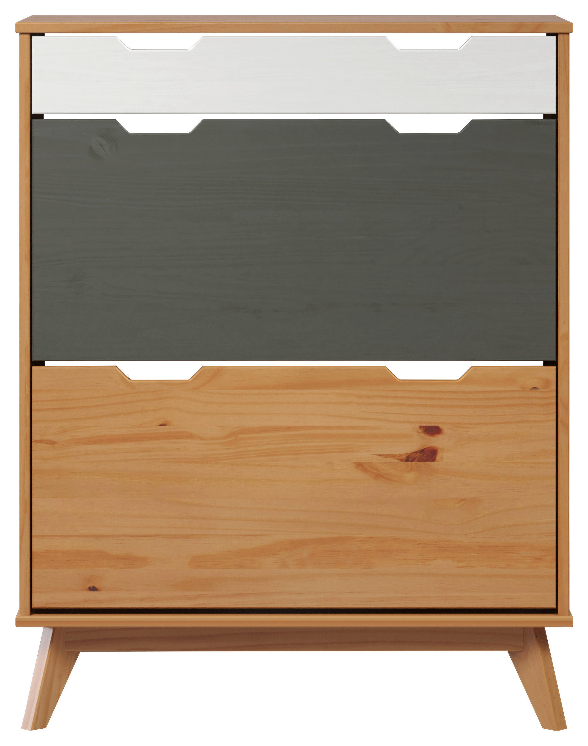 Schuhkipper Scandik kiefer Honig lackiert Optik weiß grau B/H/T: ca. 80x102x33 cm Scandik - kiefer/weiß, Honig (80,00/102,00/33,00cm)