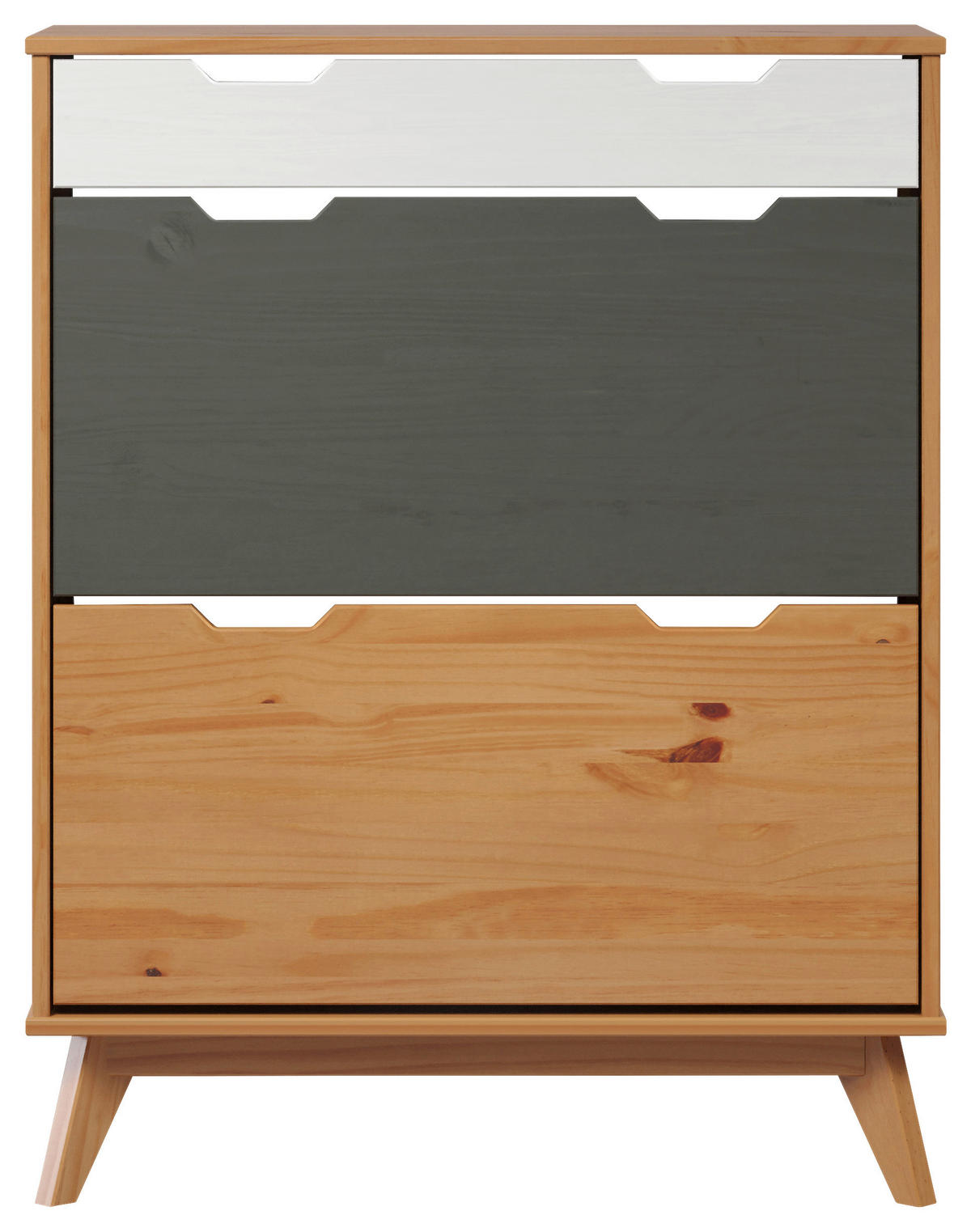 Schuhkipper Scandik kiefer Honig lackiert Optik weiß grau B/H/T: ca. 80x102x33 cm Scandik - kiefer/weiß, Honig (80,00/102,00/33,00cm)