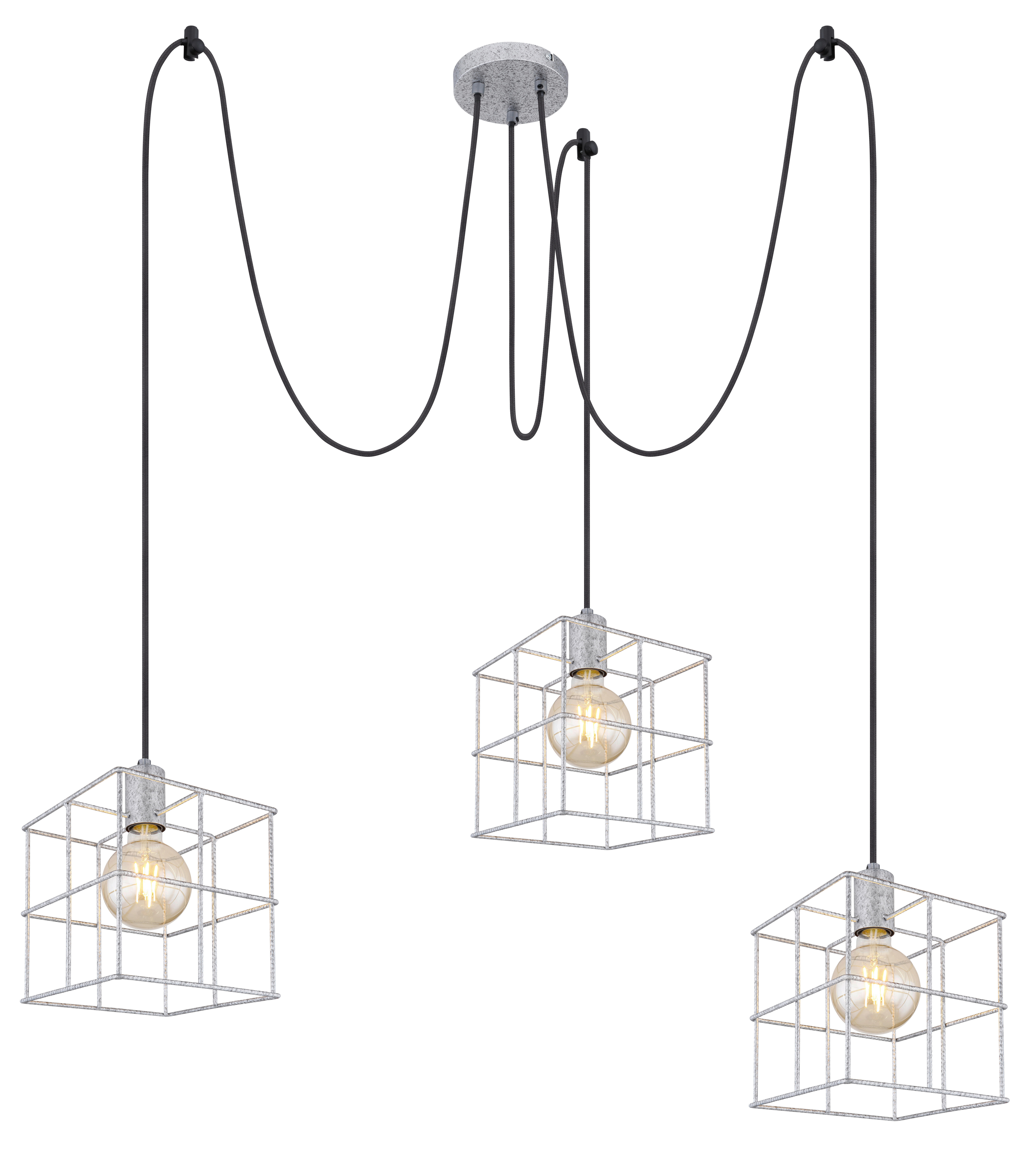GLOBO Pendelleuchte Stahl Metall H/D: ca. 300x20 cm E27 3 Brennstellen MERRIL - (20,00/300,00cm) - GLOBO