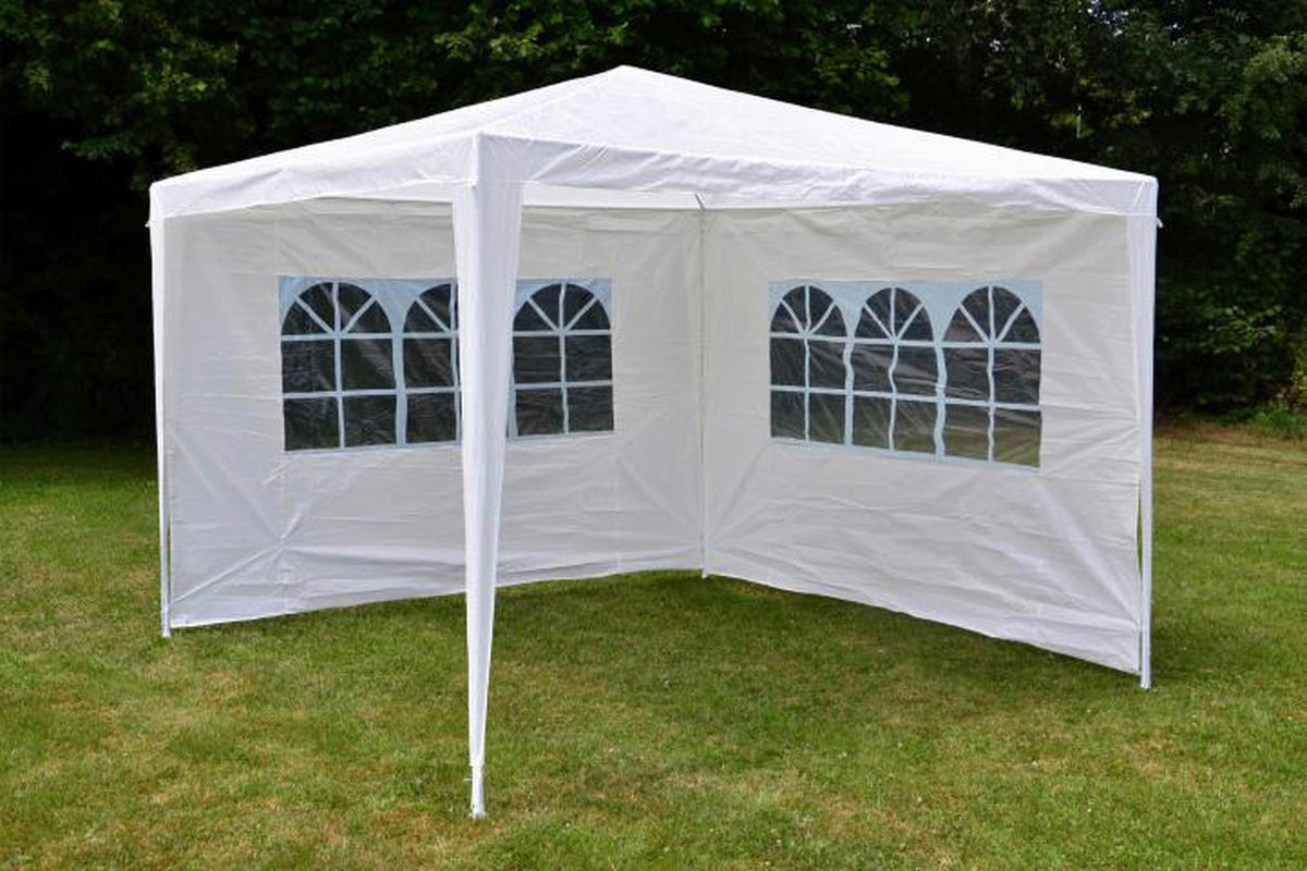 VCM Pavillon weiß Stahlrohr B/H/L: ca. 300x197x300 cm Pavillon_3x3m_2_Seitenteile - weiß (300,00/300,00/197,00cm) - VCM