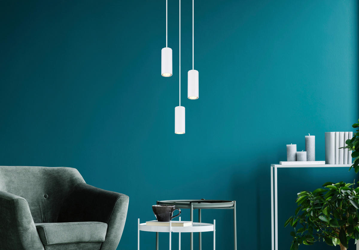 GLOBO Pendelleuchte JAMES 57918-3HW weiß Kunststoff Metall H/D: ca. 120x21 cm GU10 3 Brennstellen JAMES - weiß (21,00/120,00cm) - GLOBO