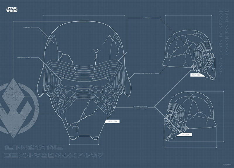 Komar Poster Star Wars EP9 Blueprint Kylo Helmet Star Wars B/L: ca. 70x50 c günstig online kaufen