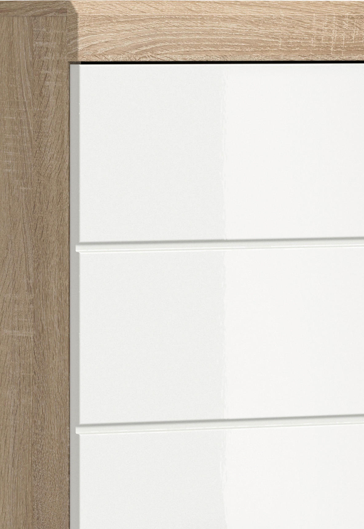 Badhängeschrank Lambada Eiche Sonoma Nachbildung weiß Hochglanz B/H/T: ca. 74x79x24 cm Lambada - Eiche/weiß (74,00/79,00/24,00cm) - xonox.home