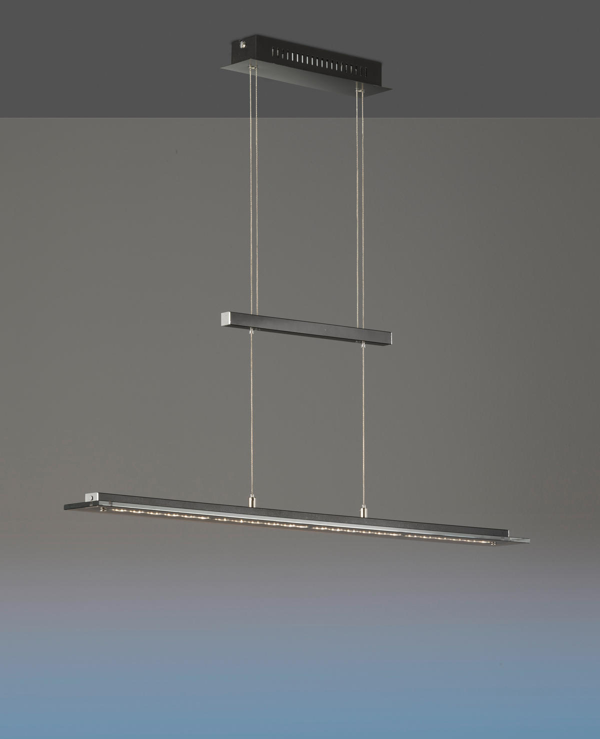 Fischer & Honsel LED-Pendelleuchte 60442 Rauch Chrom schwarz Glas Metall B/H/T: ca. 88x150x9 cm 1.0 Brennstellen Tenso TW - schwarz/Rauch (88,00/150,00/9,00cm) - Fischer & Honsel
